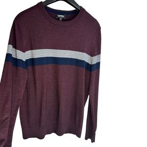 Express Burgundy Red Merino Wool Large Cozy Sweater